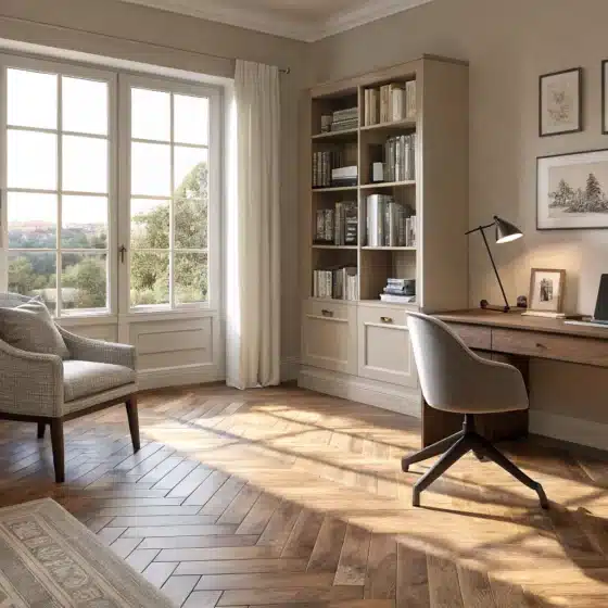 parquet dans un bureau dans une maison